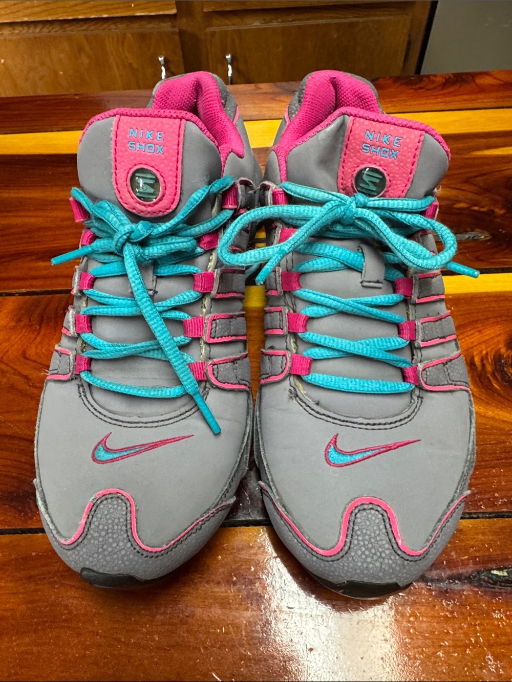 Nike Women’s Shox Sneakers - Gray with Teal & Pink